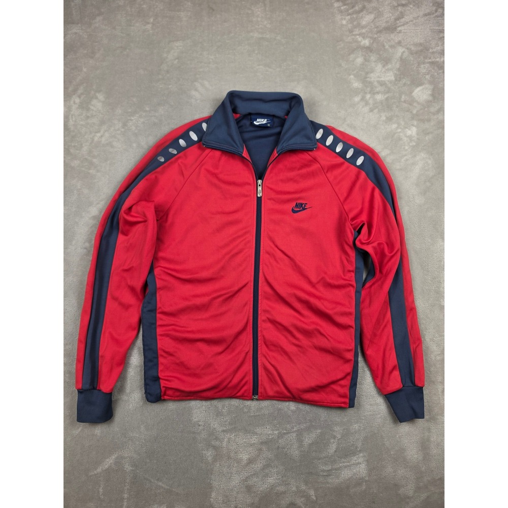 Vintage Nike Track Jacket Mens M Red Blue Full Zip Vented Sides 80s Blue Tag